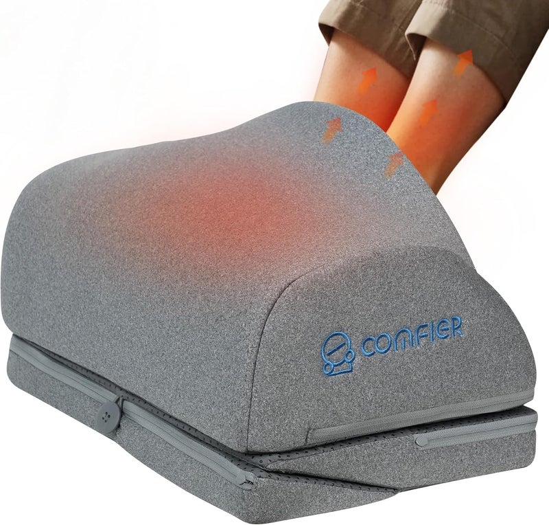 COMFIER مسند قدم تحت المكتب مع تسخين، اهتزاز، 3 ارتفاعات لمسند قدم تحت المكتب لمقعد المكتب، سخان قدم، دافئ للقدم، مسند قدم مدفأ مريح، مسند قدم لمقعد الألعاب، استخدام مكتب الكمبيوتر - Image 1